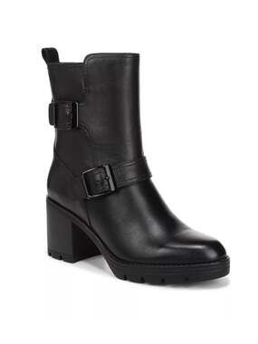 Naturalizer Vail Heeled Moto Boots Black Leather Women's - Size 5M